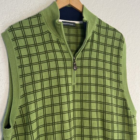 Alan Flusser Golf Plaid Sweater Vest Preppy Caddyshack Large Outdoor 1/4 Zip - Picture 2 of 8